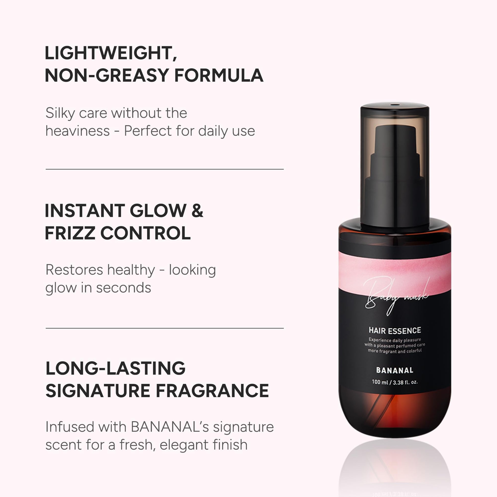 Lightweight Korean hair essence oil being applied for intense frizz control