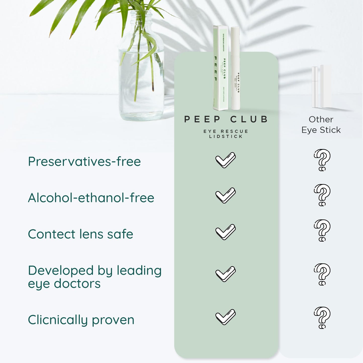 Peep Club Dark Circle Eraser Lidstick displayed next to its original product box