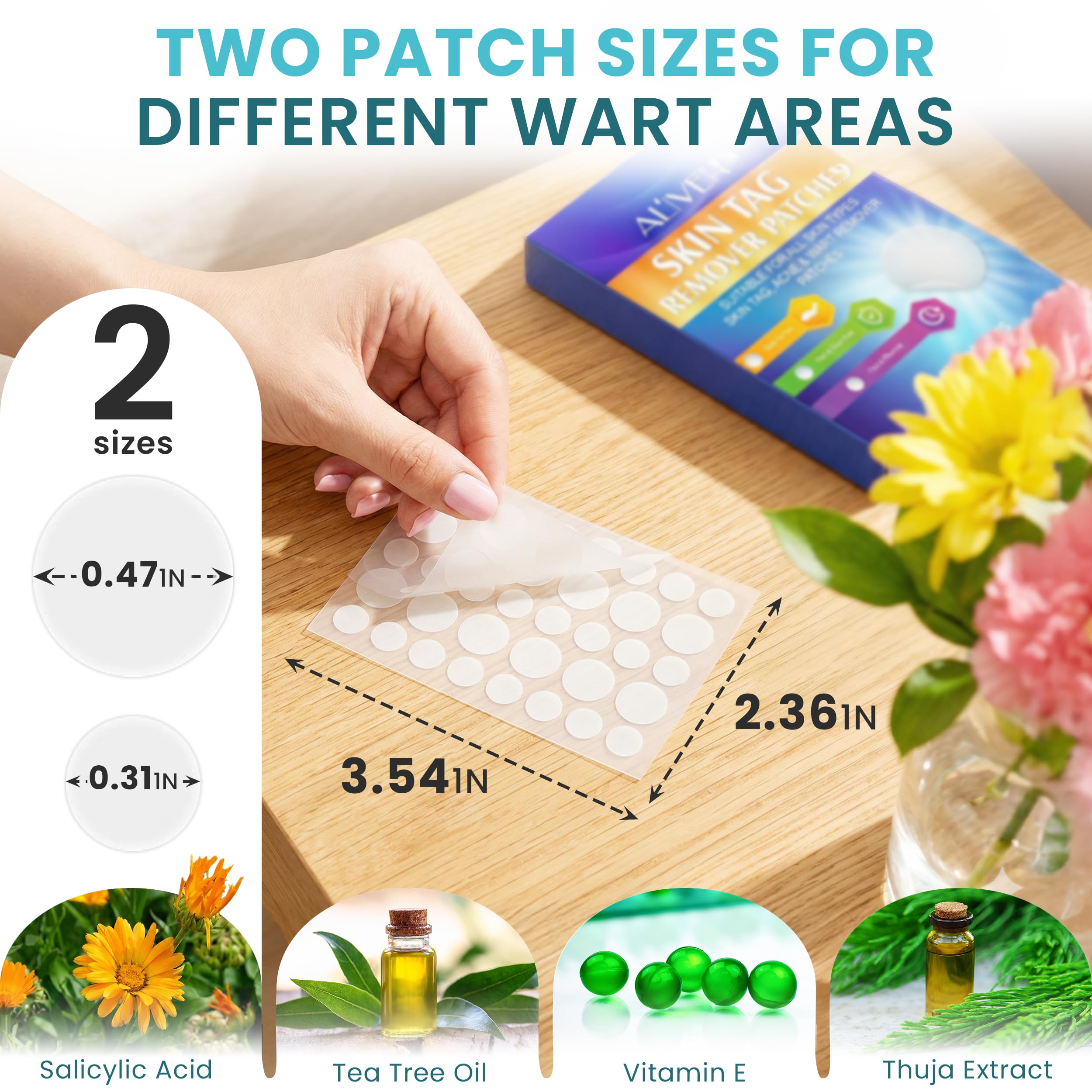 Clean Living hydrocolloid skin tag remover patches sheets displaying multiple sizes for face and body.