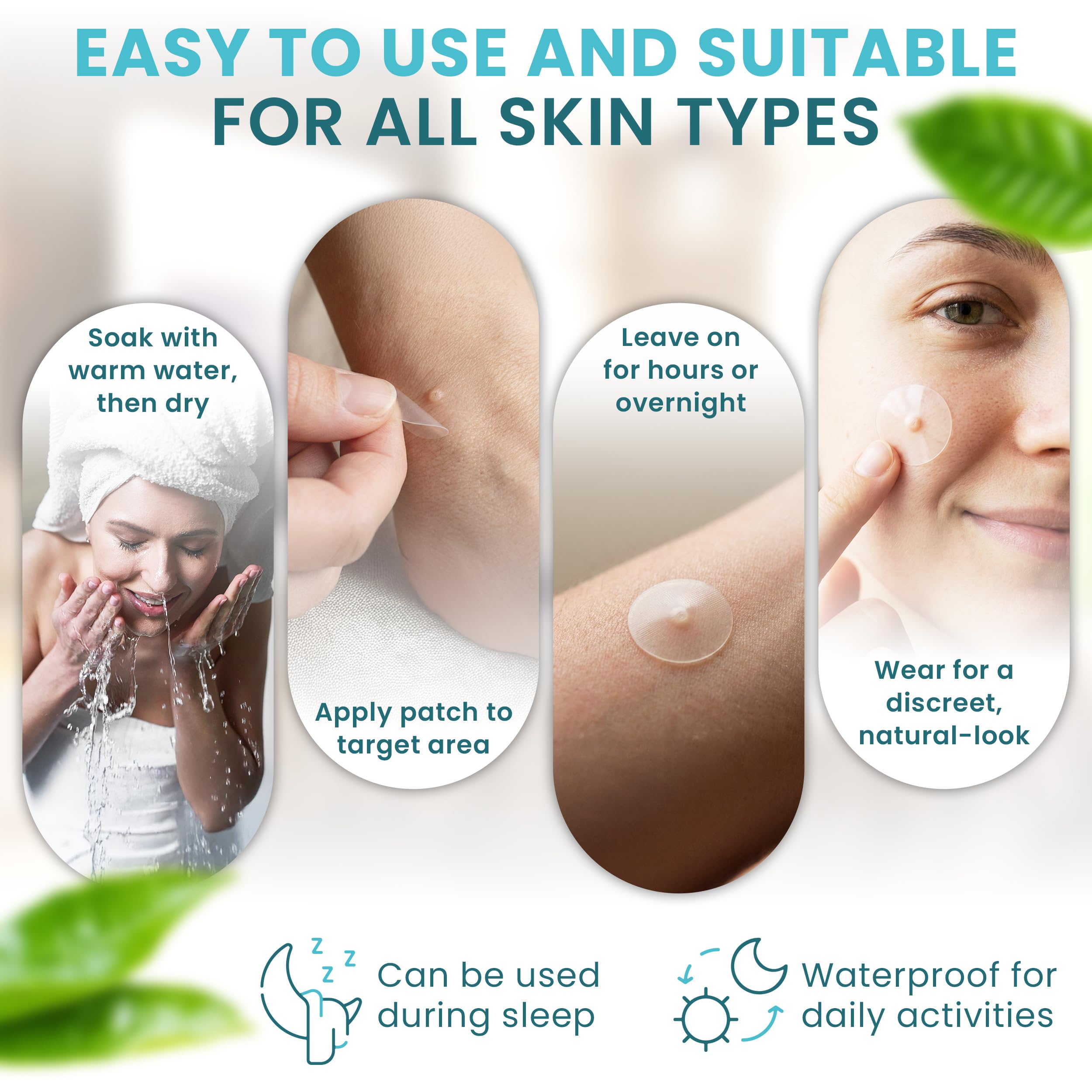 Clean Living acne and pimple protection patches close up highlighting the medical grade dressing material texture.