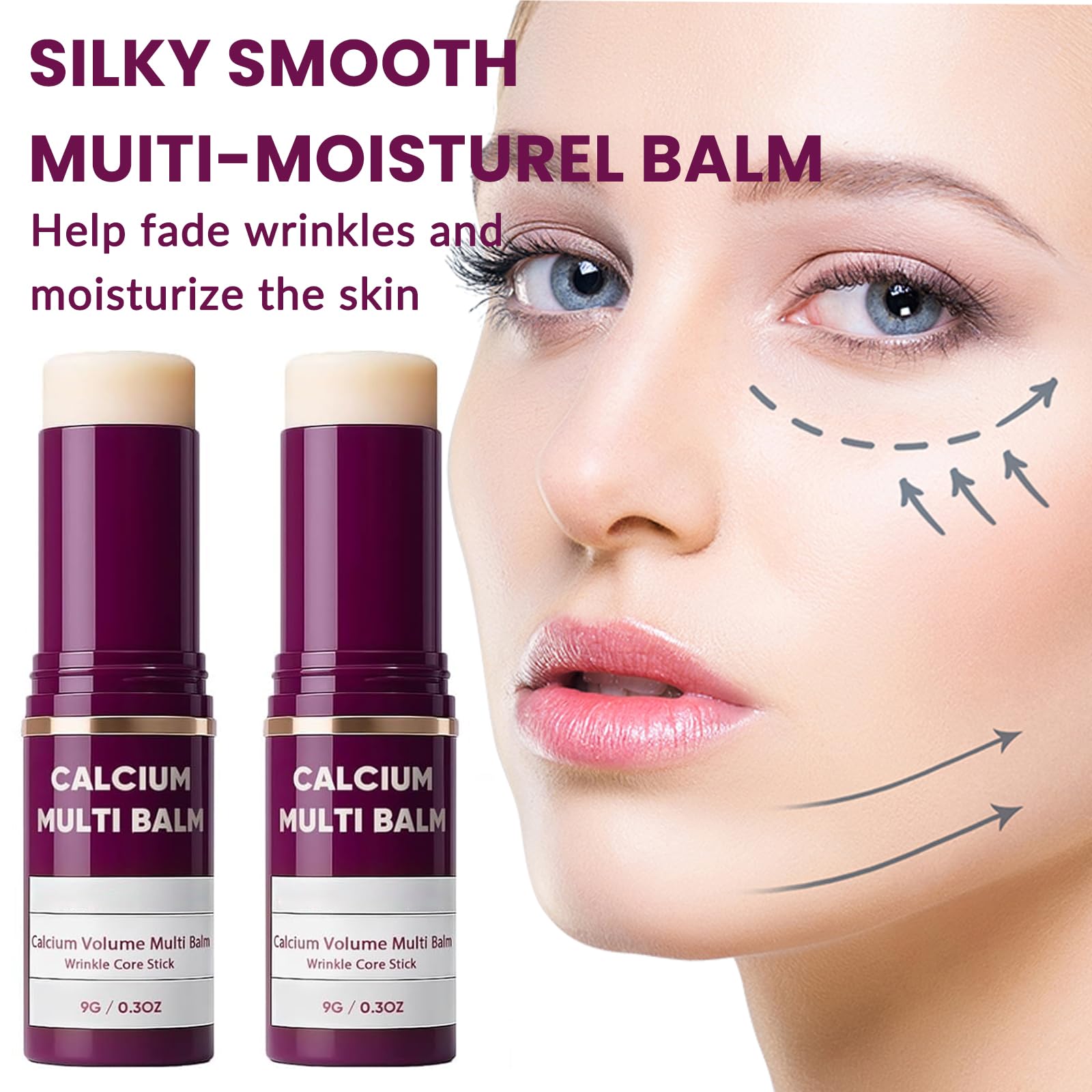 Korean collagen moisturizing stick being applied directly to the neck area for fine line reduction.