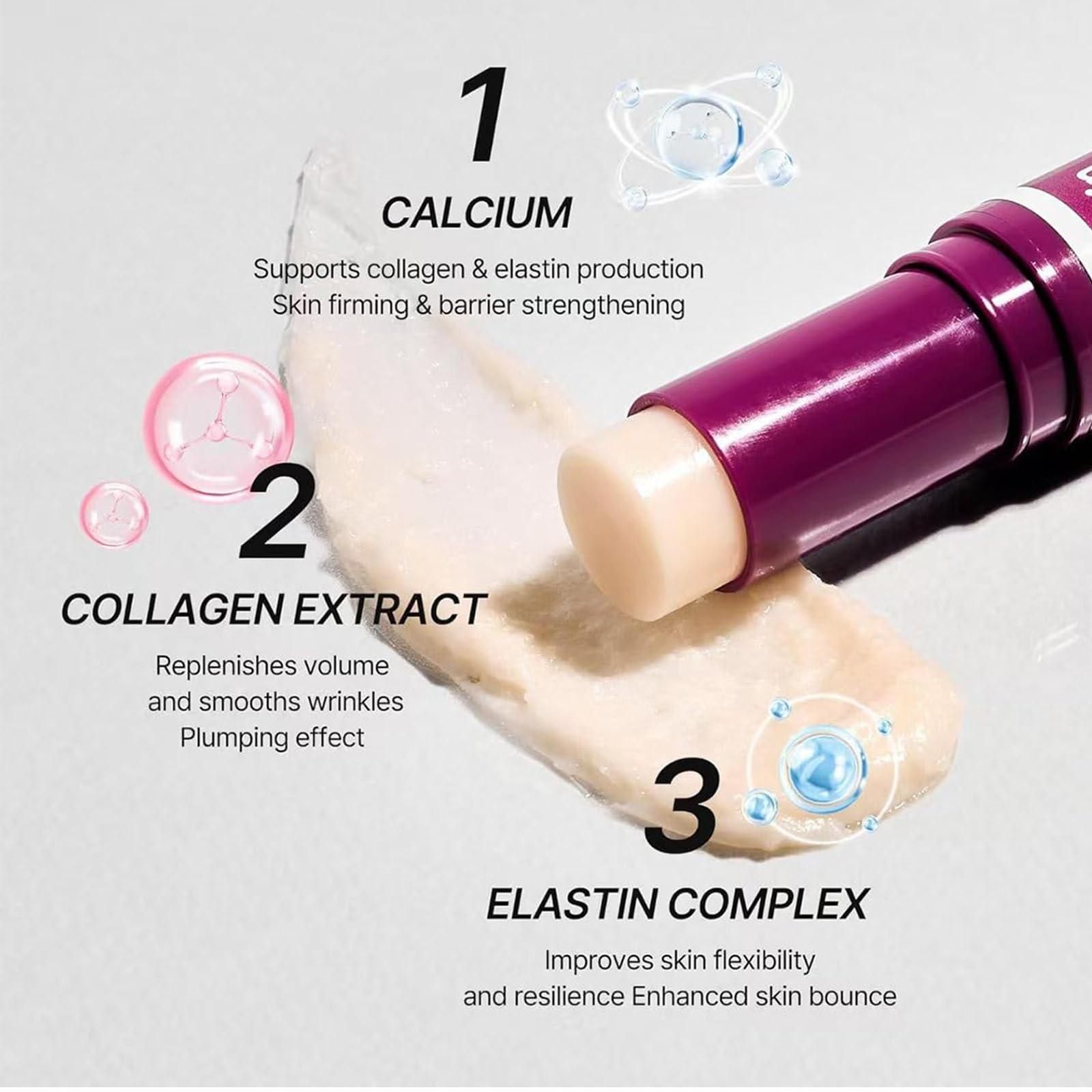YUNFAN calcium multi balm stick twist-up mechanism demonstrating the smooth cream texture.