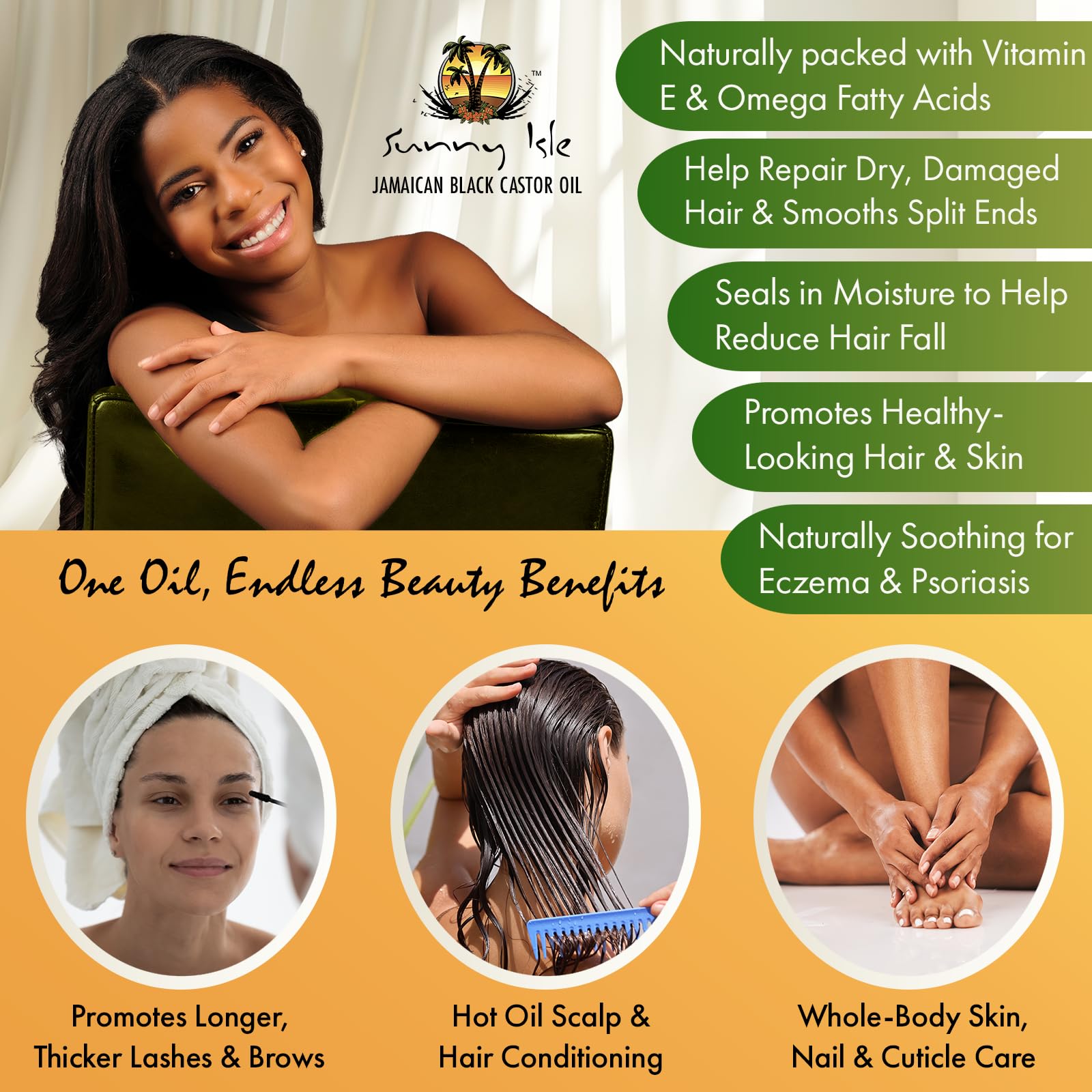 Sunny Isle original Jamaican black castor oil for scalp and skin care
