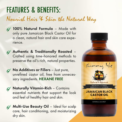 Hexane free pure black castor oil bottle for thickening thin hair