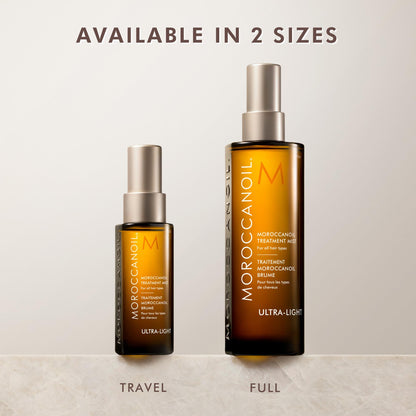 Moroccanoil Treatment Hair Oil Mist ultra light formula spray bottle angle.
