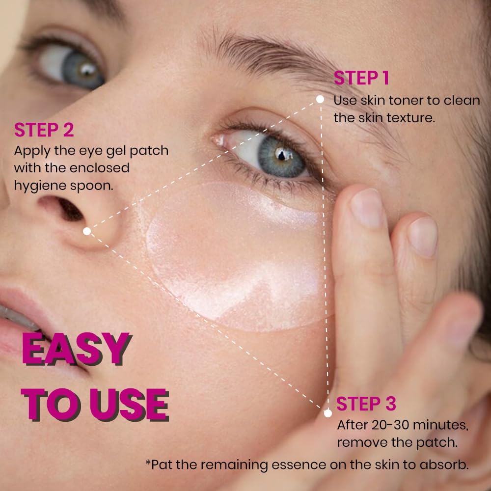 Premium imported KOEC calcium eye patches being applied to target fine lines