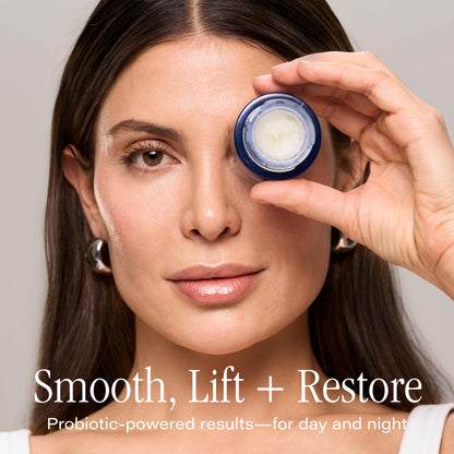 SKINN Cosmetics Probiolift eye balm open jar showing rich waterless texture for wrinkles