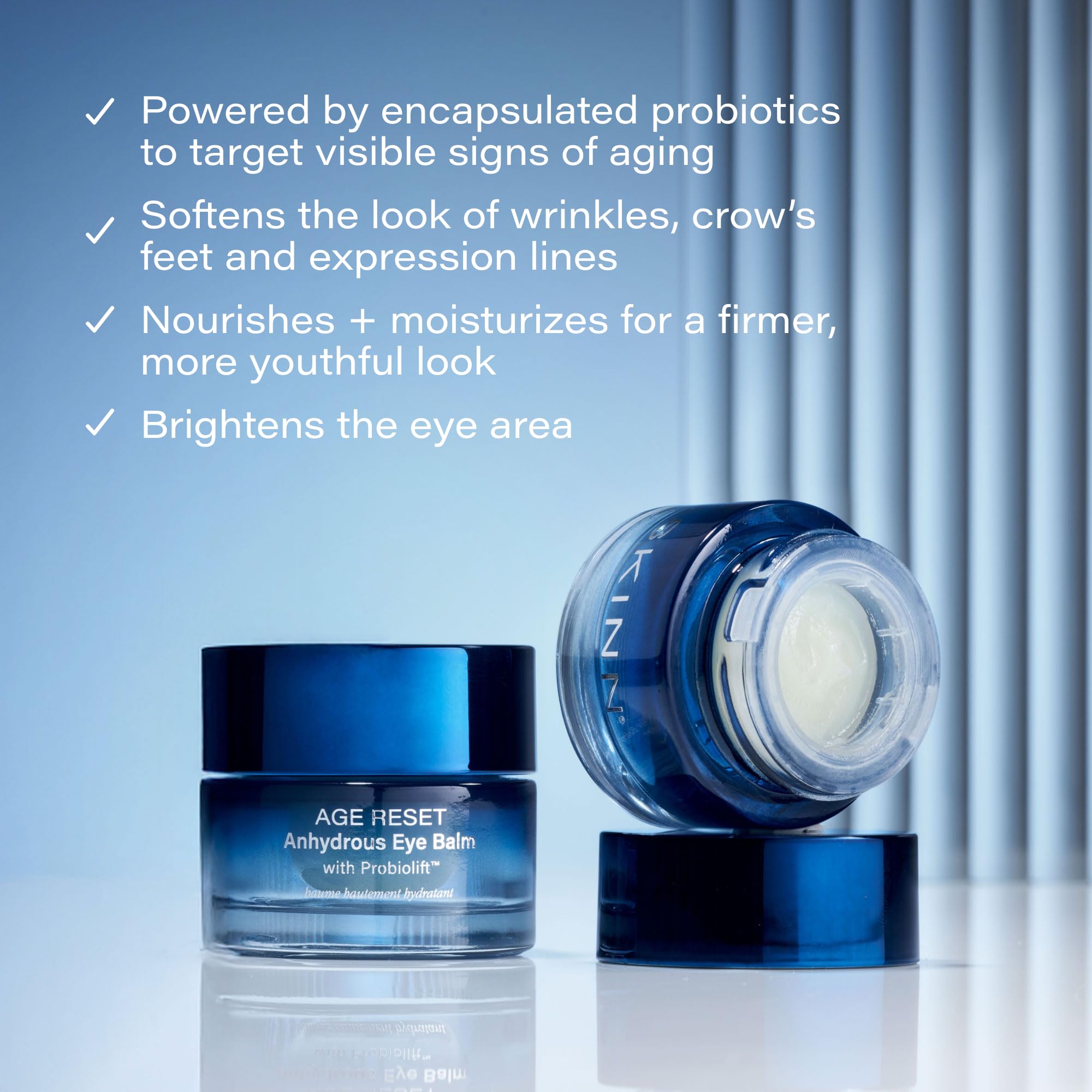 SKINN overnight eye balm with probiotics and peptides packaging for under eye firming