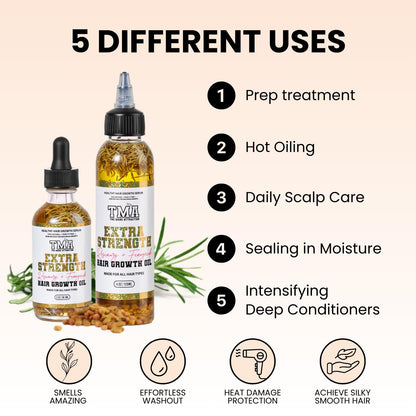 The Mane Attraction rosemary and fenugreek oil applied on the scalp for hair thickening
