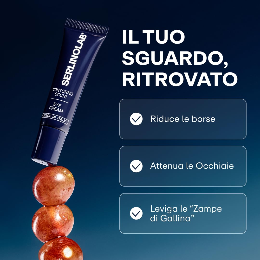 Texture shot of the lightweight SerlinoLab USA men eye cream absorbing into the skin.