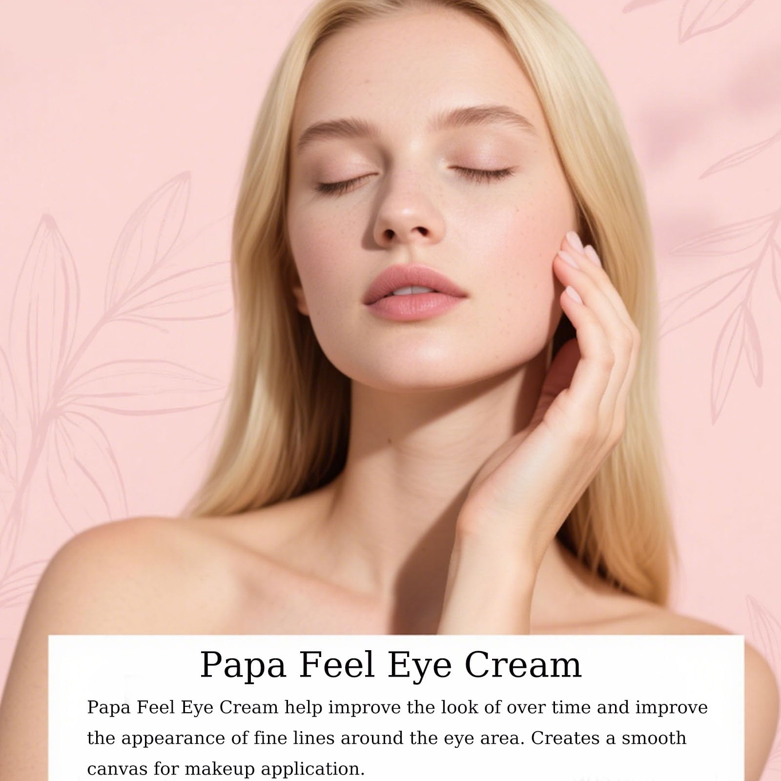 Papa Feel lightweight peptide eye cream formulation texture on fingertips.