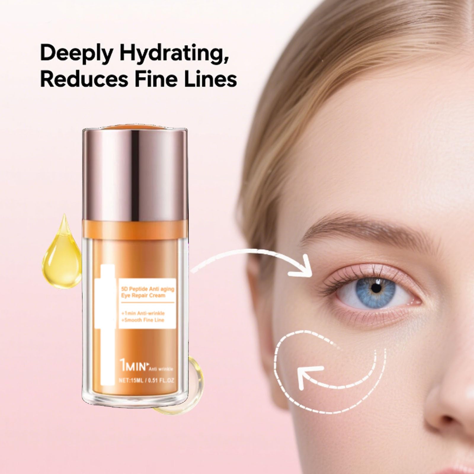 Papa Feel 15ml eye moisturizer packaging displaying anti-aging and wrinkle benefits.