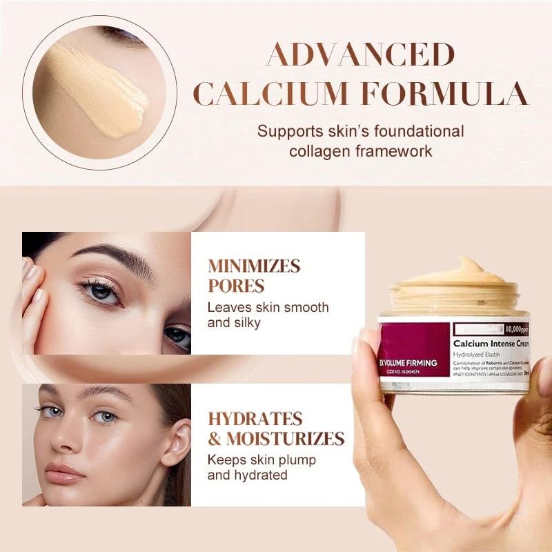 JIAZAWA calcium daily moisturizer side packaging displaying premium firming benefits