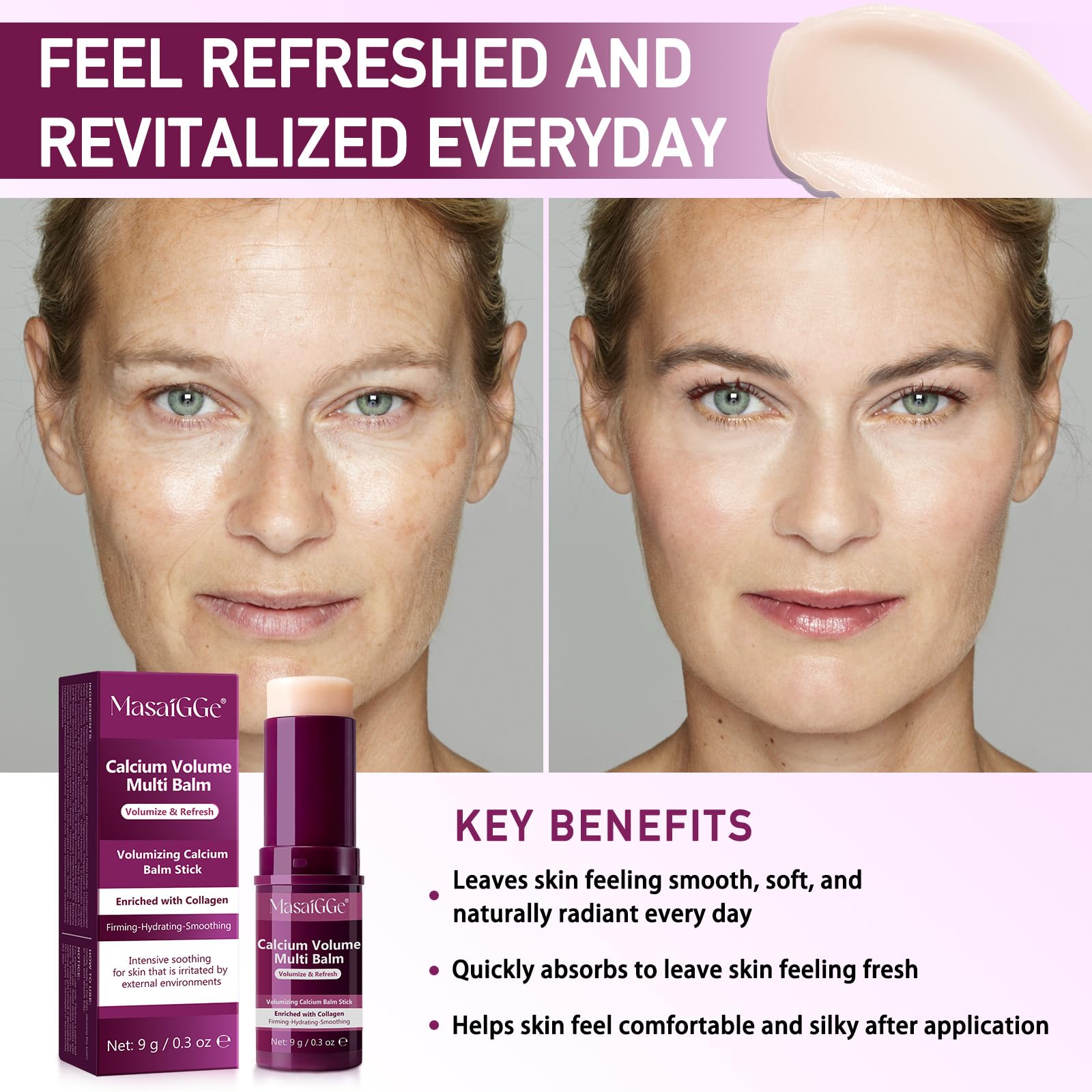 Anti aging calcium volume stick targeting smile lines and facial contours