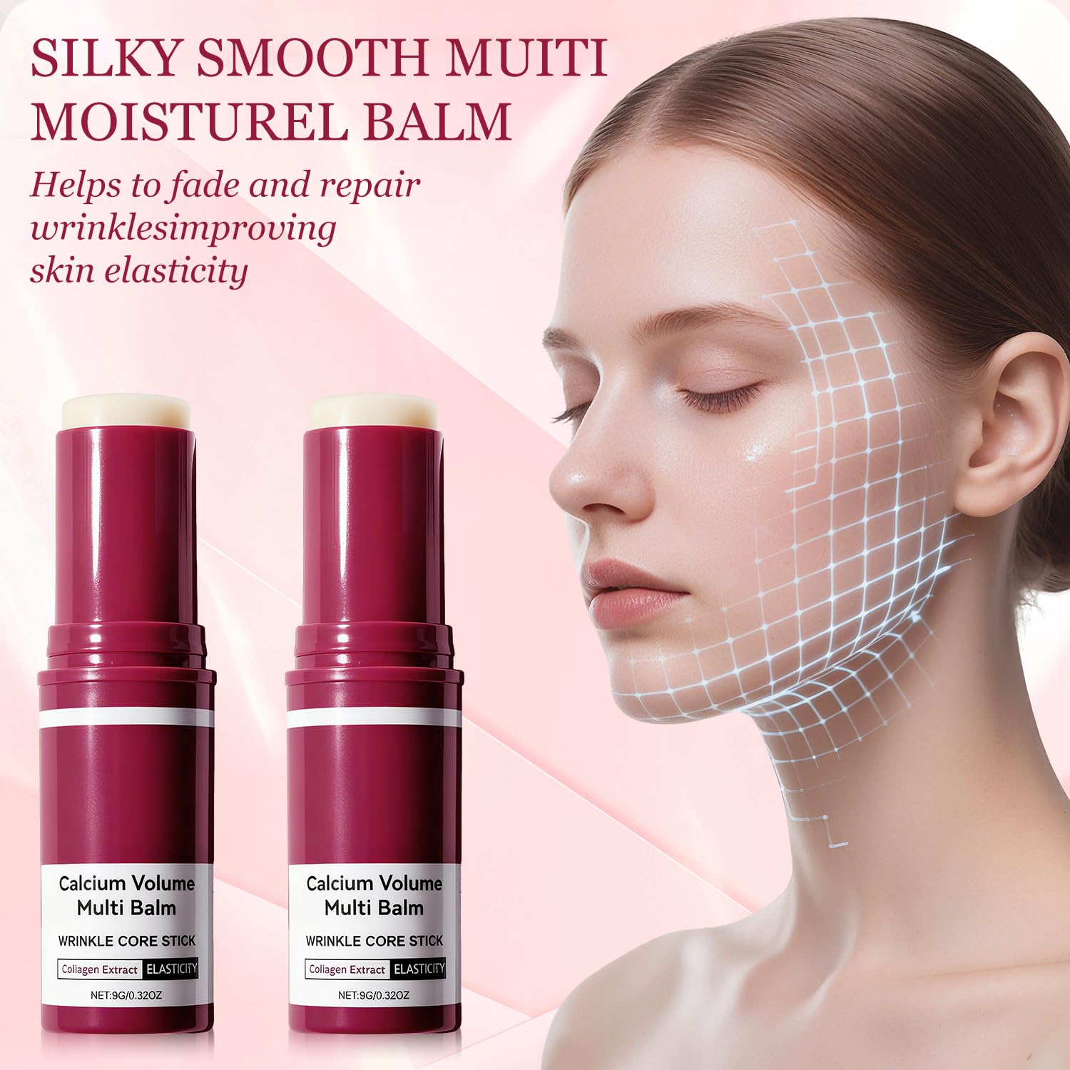 BOTIST Korean wrinkle core stick tube extended to display the hydrating collagen balm texture.