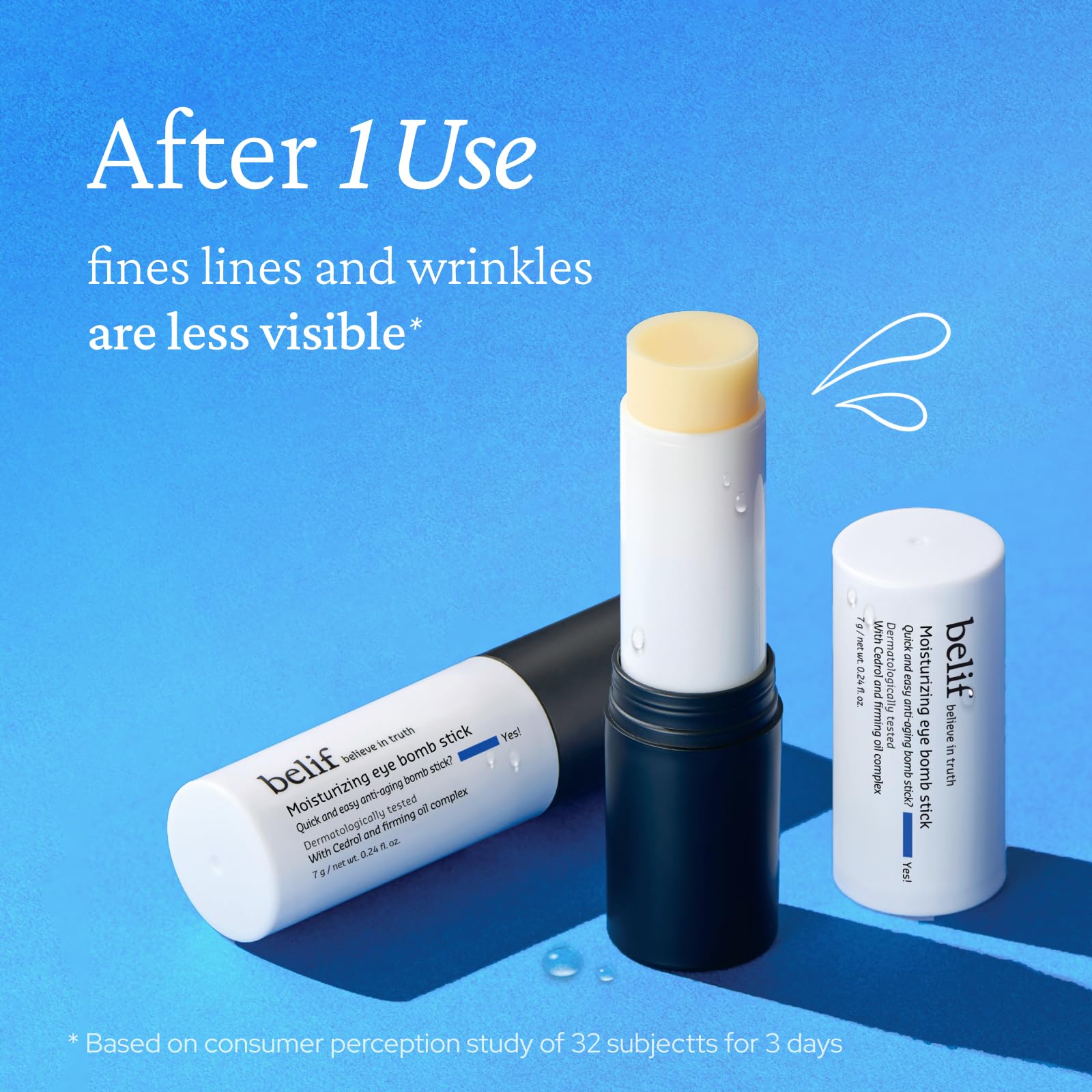 Belif Moisturizing Eye Bomb Stick showing the convenient twist-up applicator mechanism.