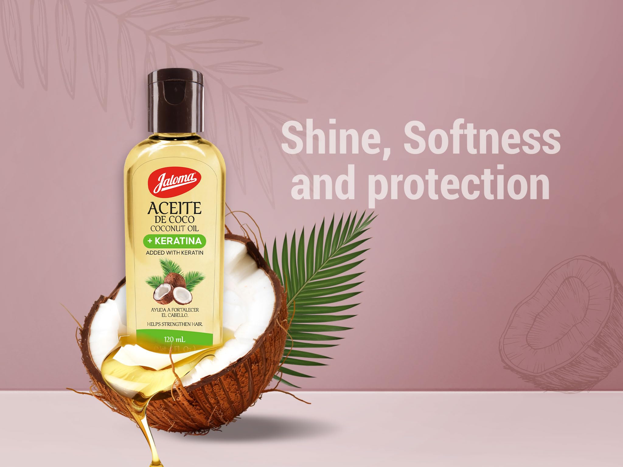 Authentic USA imported Jaloma hair oil showing product consistency for frizz control