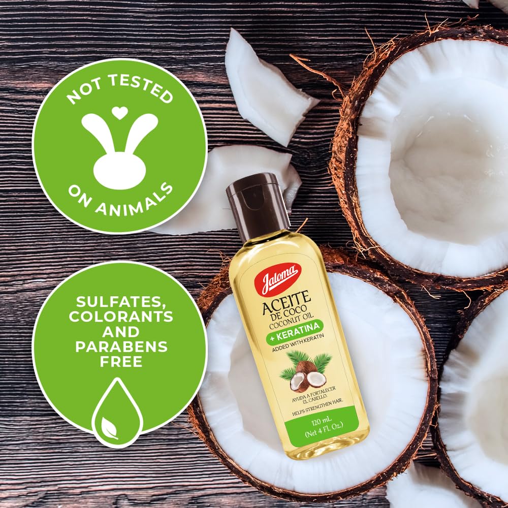 Close up of Jaloma paraben free hair treatment oil for smooth and shiny tresses