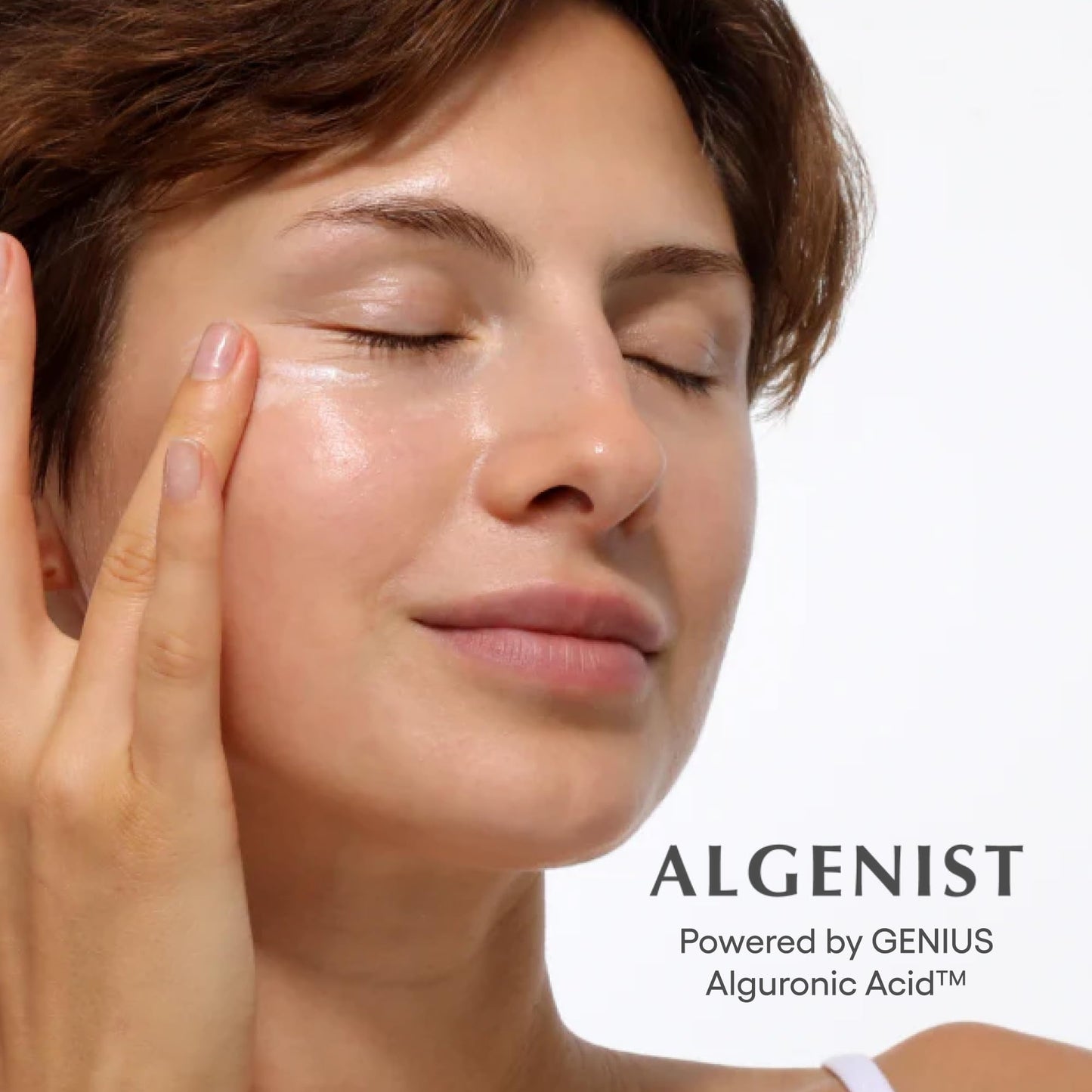 Under eye area application of Algenist triple algae balm for wrinkles