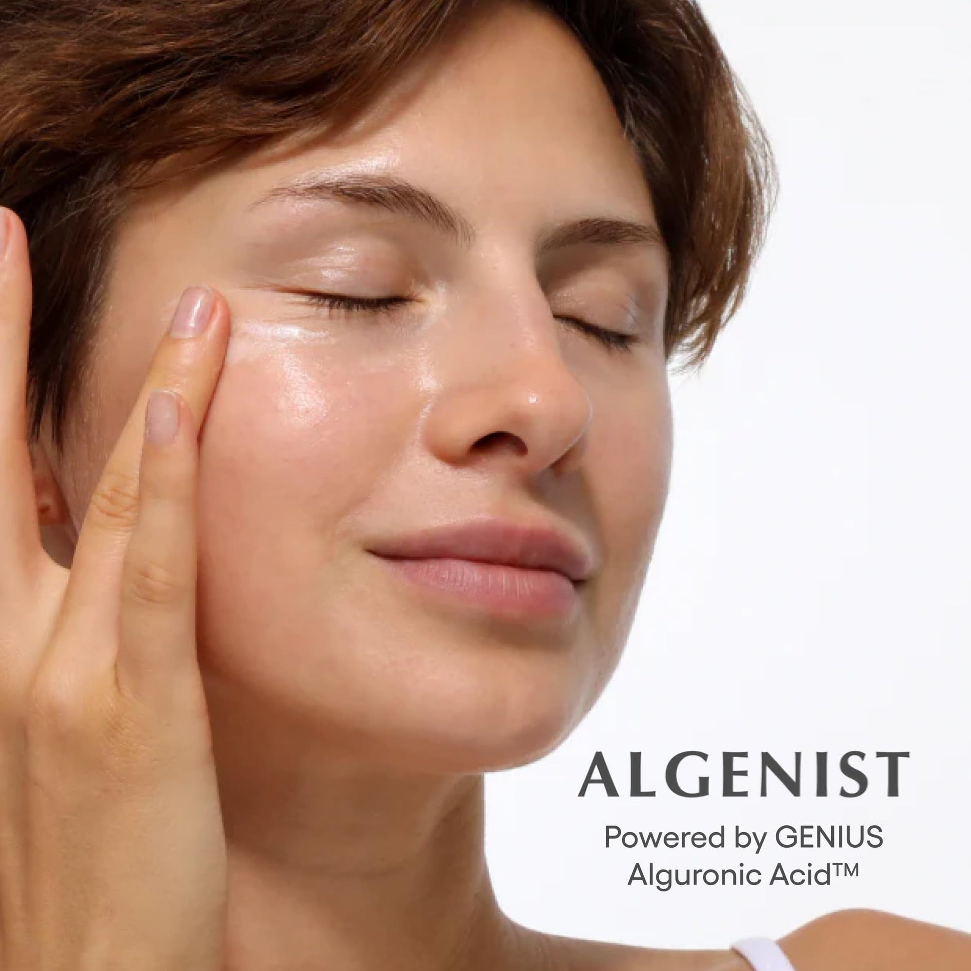 Under eye area application of Algenist triple algae balm for wrinkles