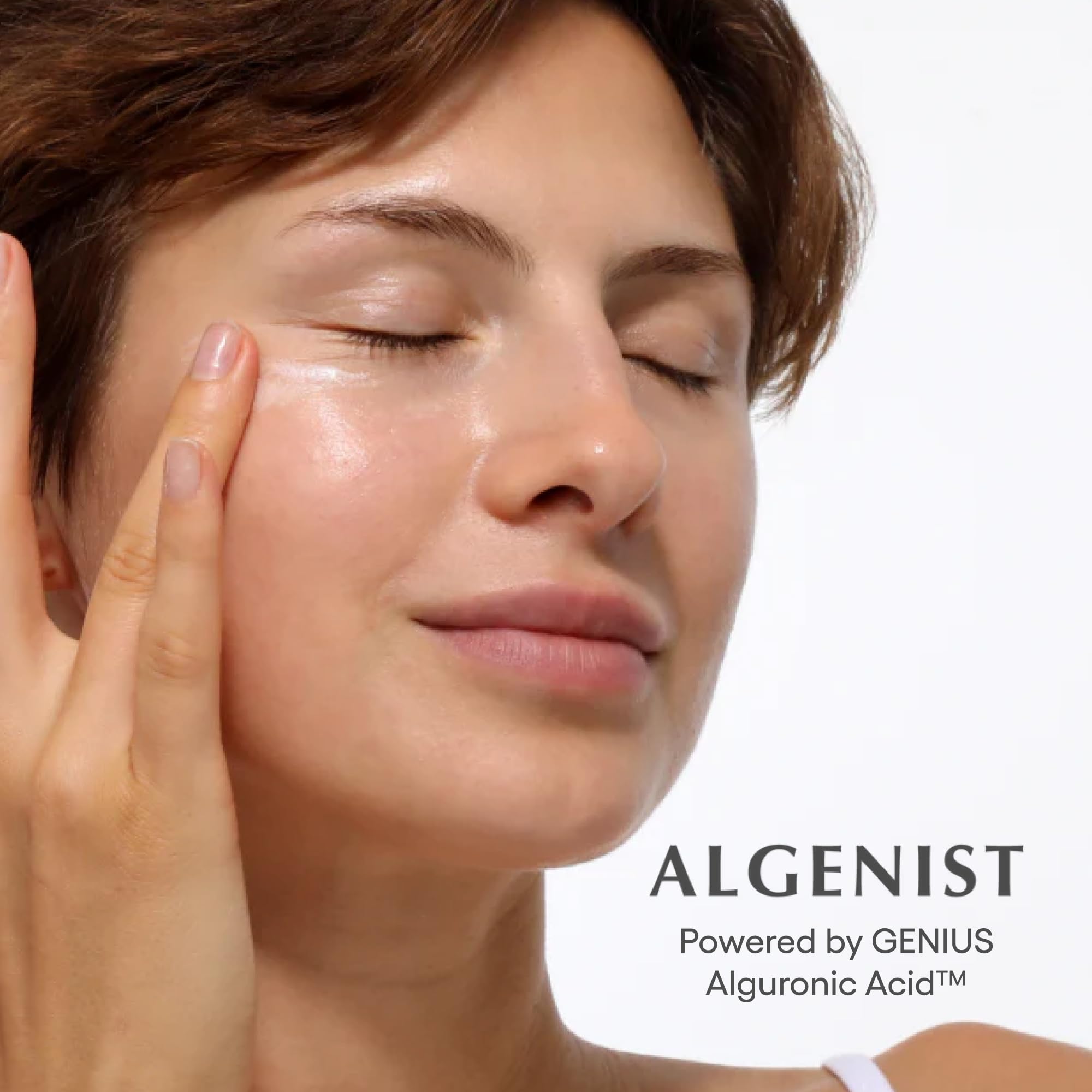 Under eye area application of Algenist triple algae balm for wrinkles