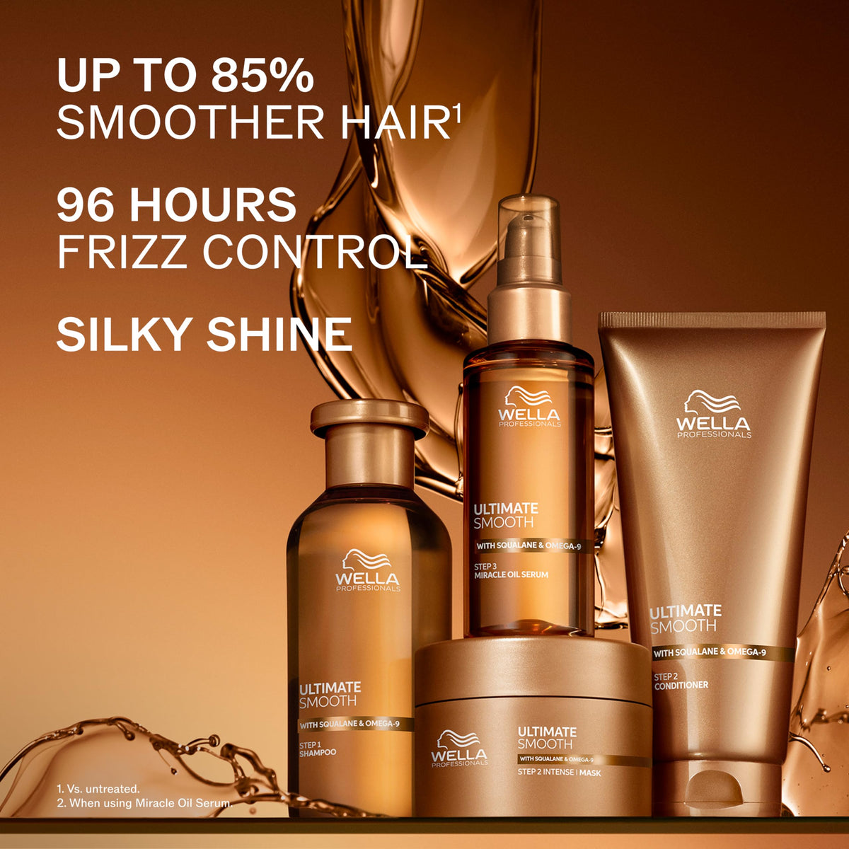 Authentic Wella professional hair treatment serum for smooth and shiny hair results.