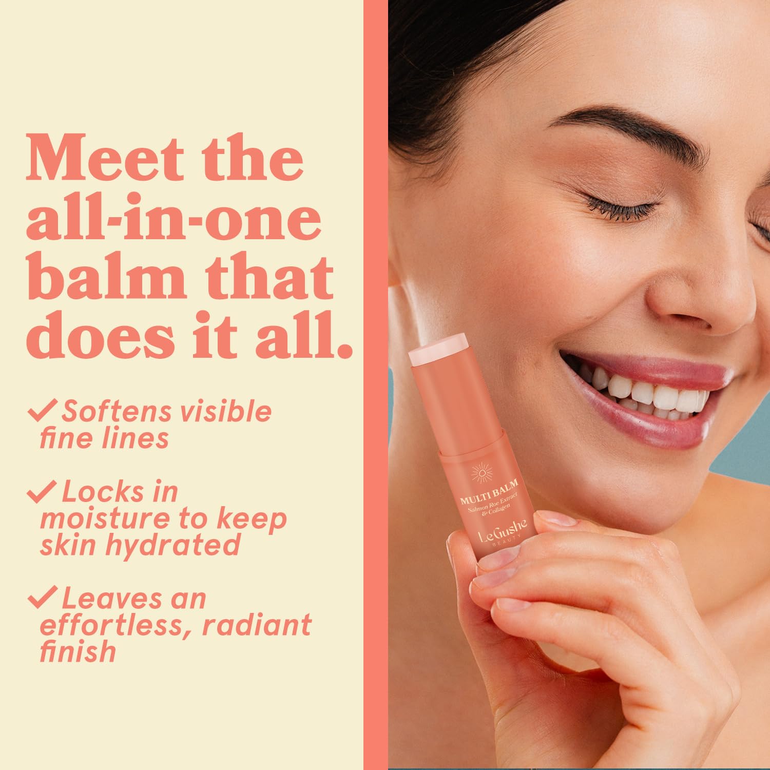 LE GUSHE multi balm stick application on forehead fine lines