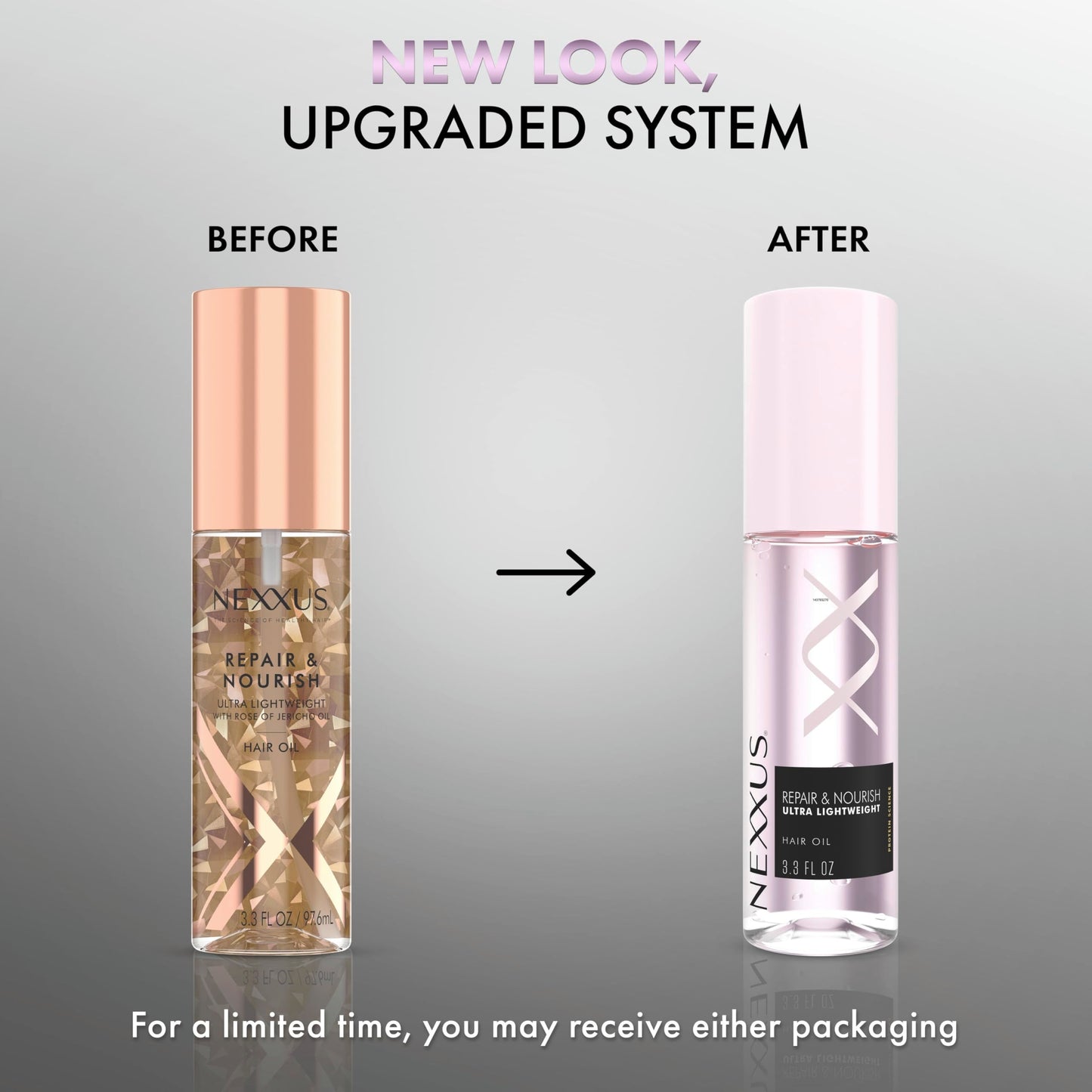 Nexxus StyleProtect Technology hair oil bottle with cap off