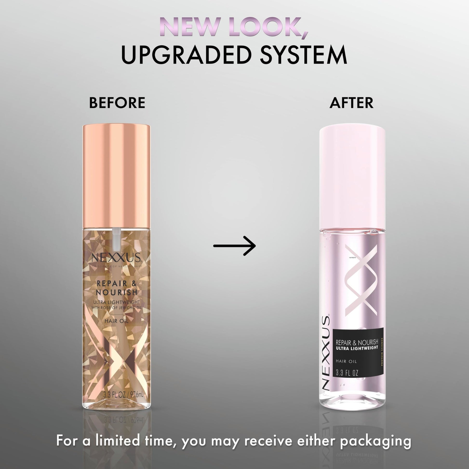 Nexxus StyleProtect Technology hair oil bottle with cap off