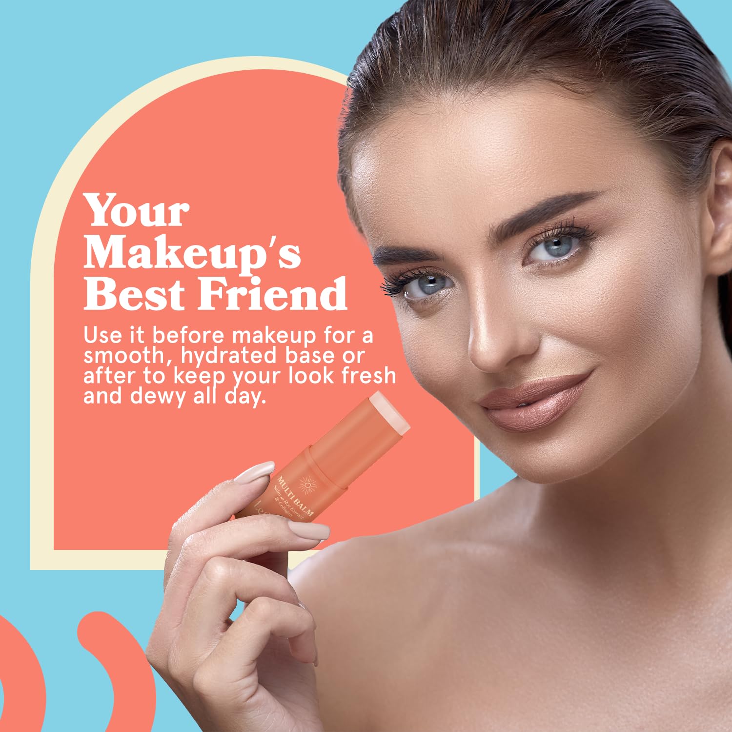 LE GUSHE face balm stick demonstrating glowing skin finish on wrist