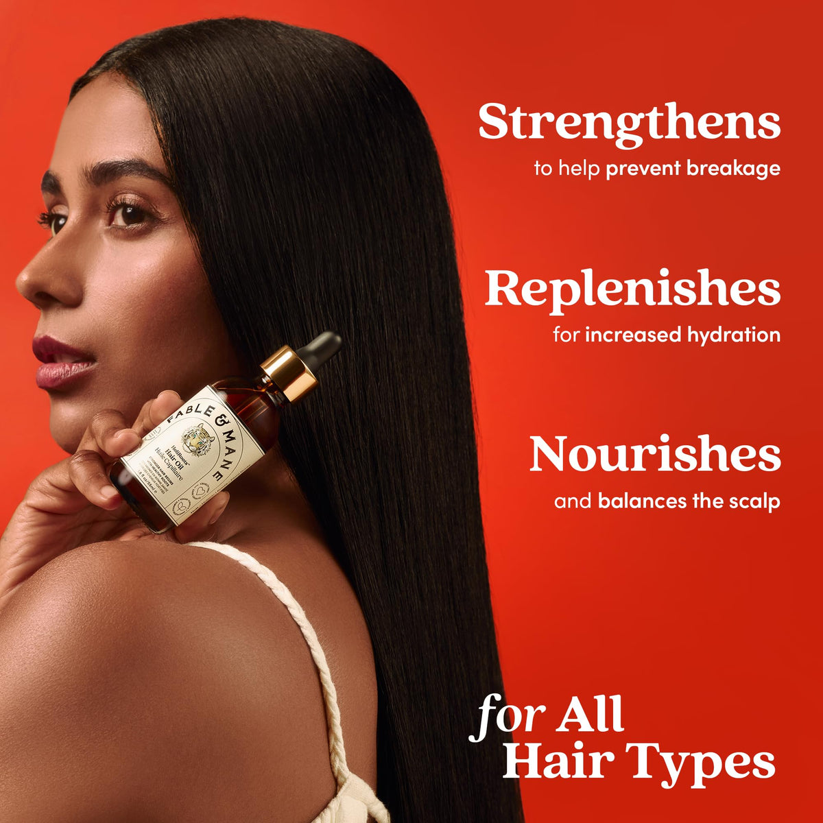 Fable and Mane hair oil imported from USA bottle back label details