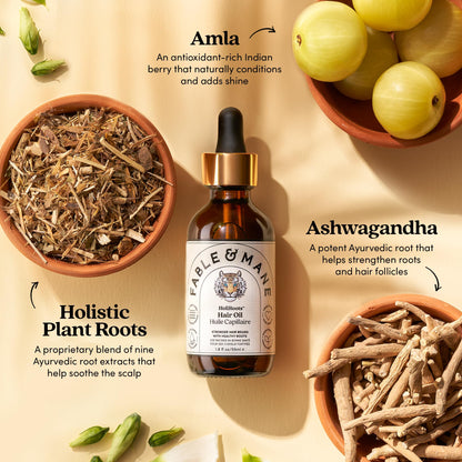 Fable and Mane HoliRoots lightweight serum for frizzy and damaged hair treatment