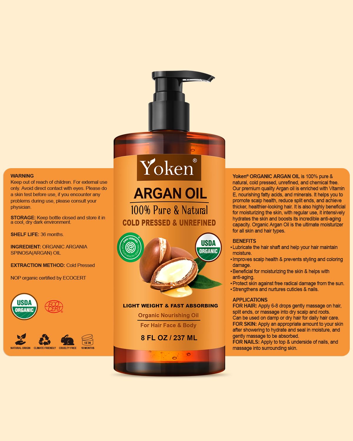 Lightweight golden argan serum texture being poured from the bottle