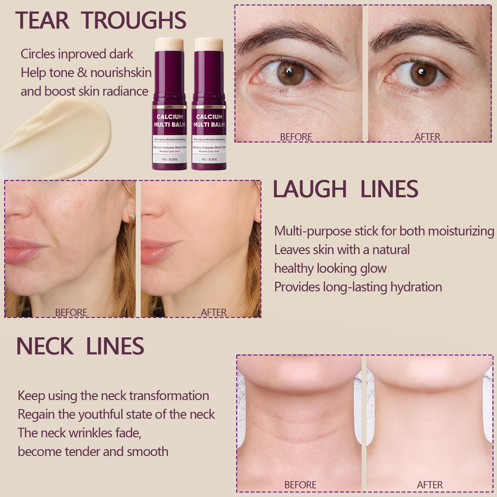 Calcium volume multi balm being applied to the under eye area for fine lines