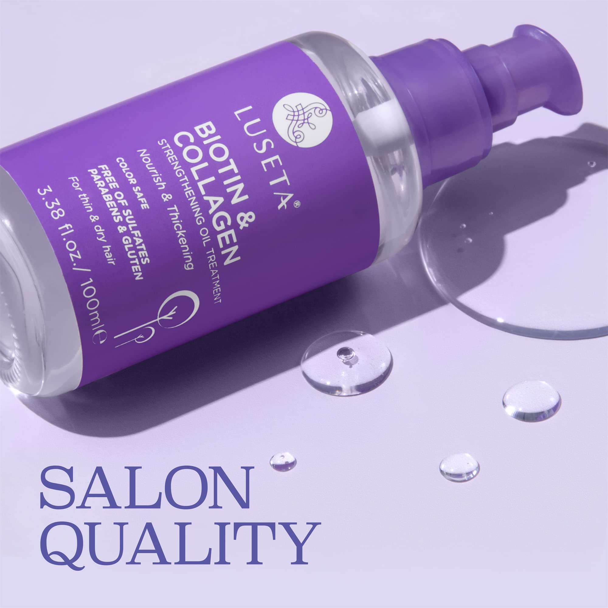 Luseta Biotin and Collagen Strengthening Oil Treatment bottle with dropper