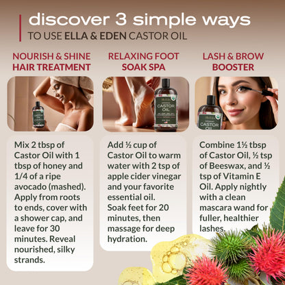 Large thirty two fluid ounce bottle of imported organic castor oil for skin and face moisturizing