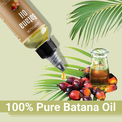 Lampolar 60ml batana oil packaging highlighting organic ingredients for thicker hair