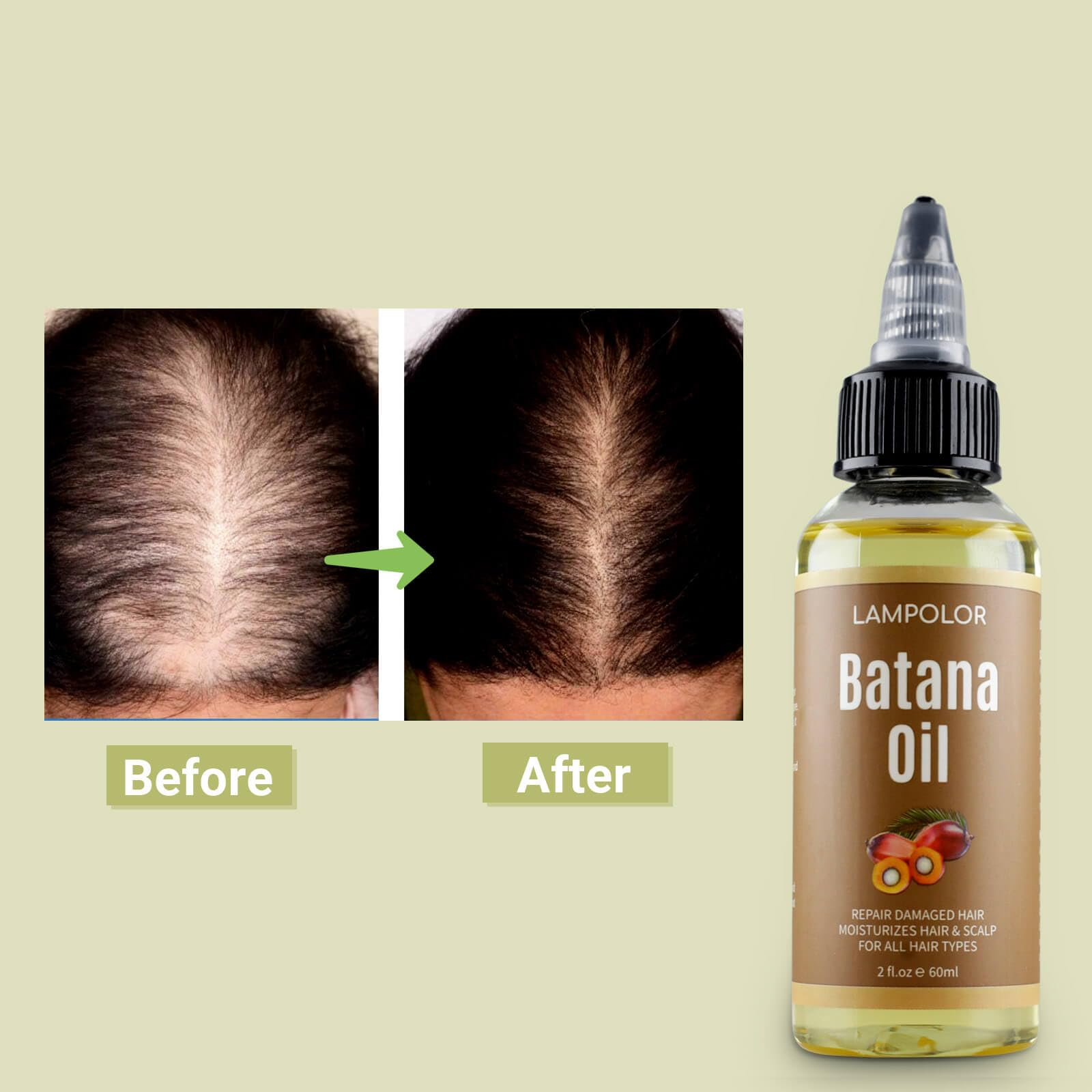 Lampolar unrefined batana oil product set showing the 2 fluid ounce bottle size