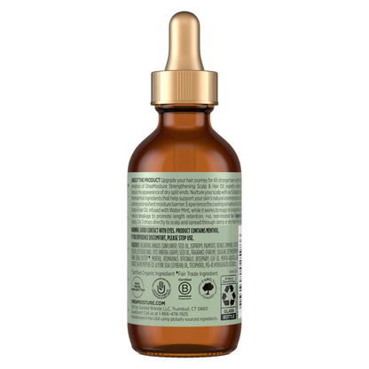 SheaMoisture Rosemary and Vegan Collagen Scalp Oil bottle showing ingredients list.