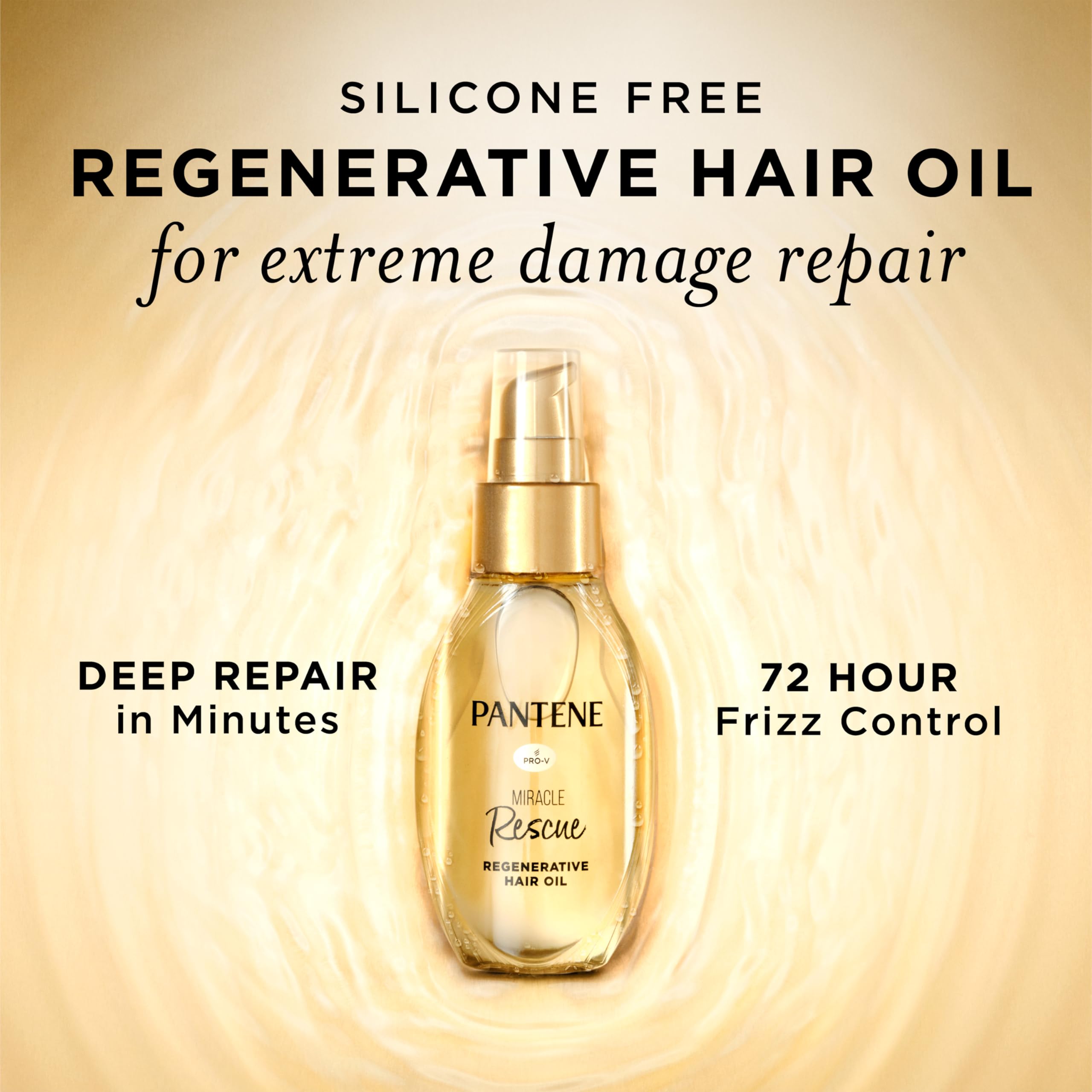 Silicone free Pantene molecular repair hair oil bottle with clear cap