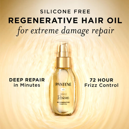 Silicone free Pantene molecular repair hair oil bottle with clear cap