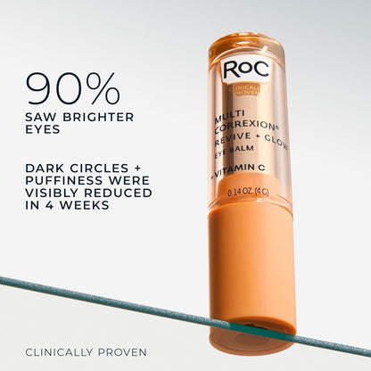 RoC brightening eye treatment stick open showing clear balm texture