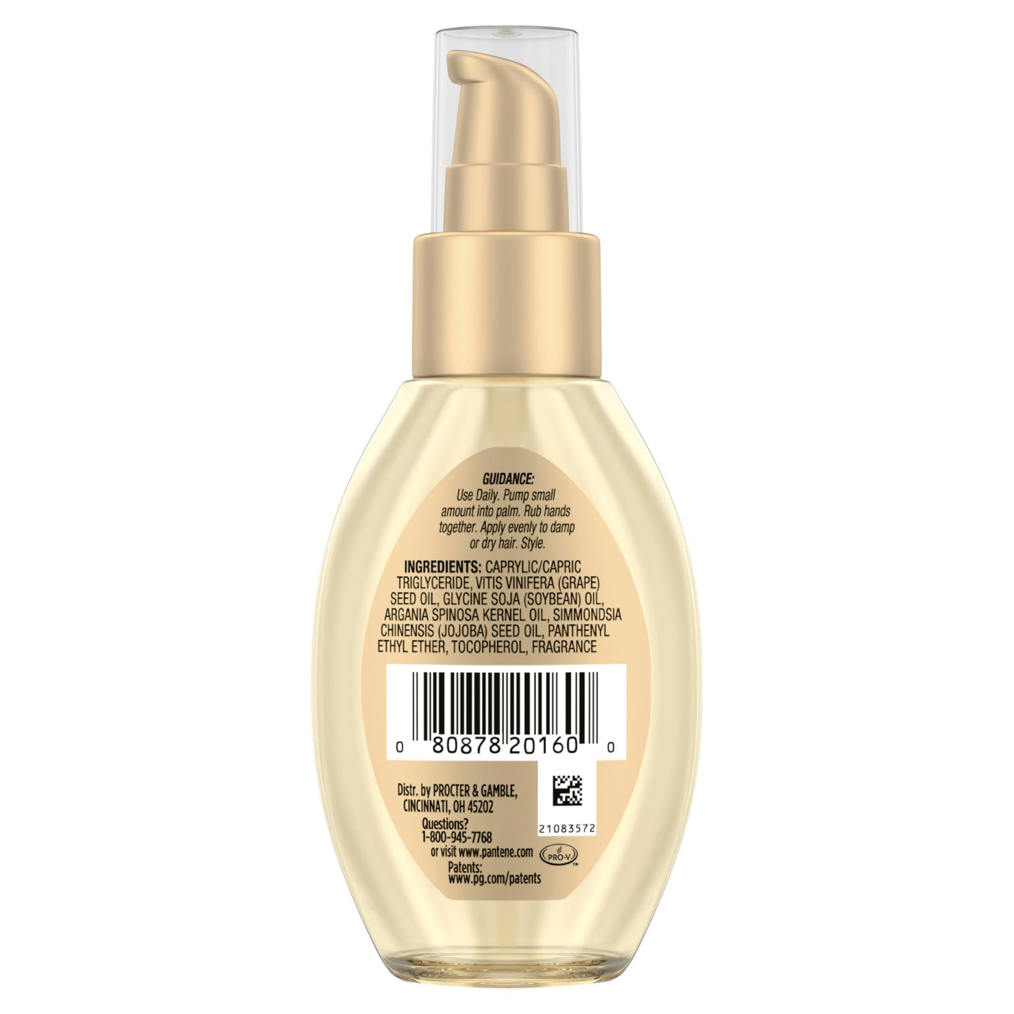 Pantene miracle rescue regenerative hair oil packaging detailing eight benefits