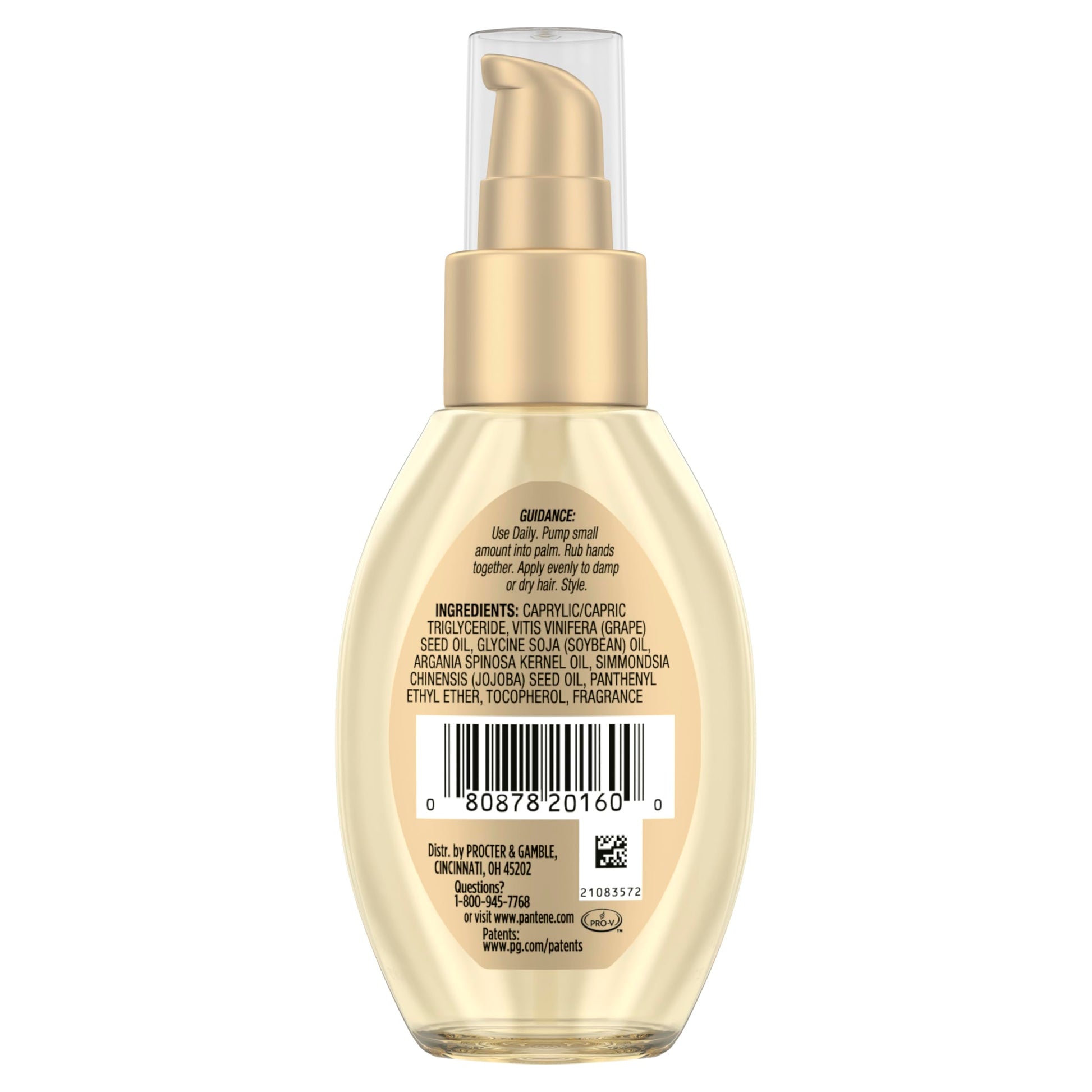 Pantene miracle rescue regenerative hair oil packaging detailing eight benefits