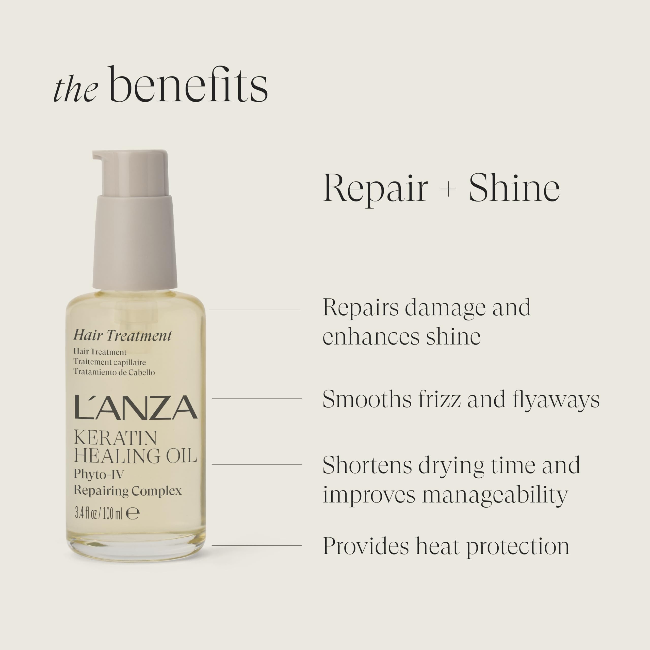 L'ANZA Keratin infused hair oil treatment for damaged hair repair