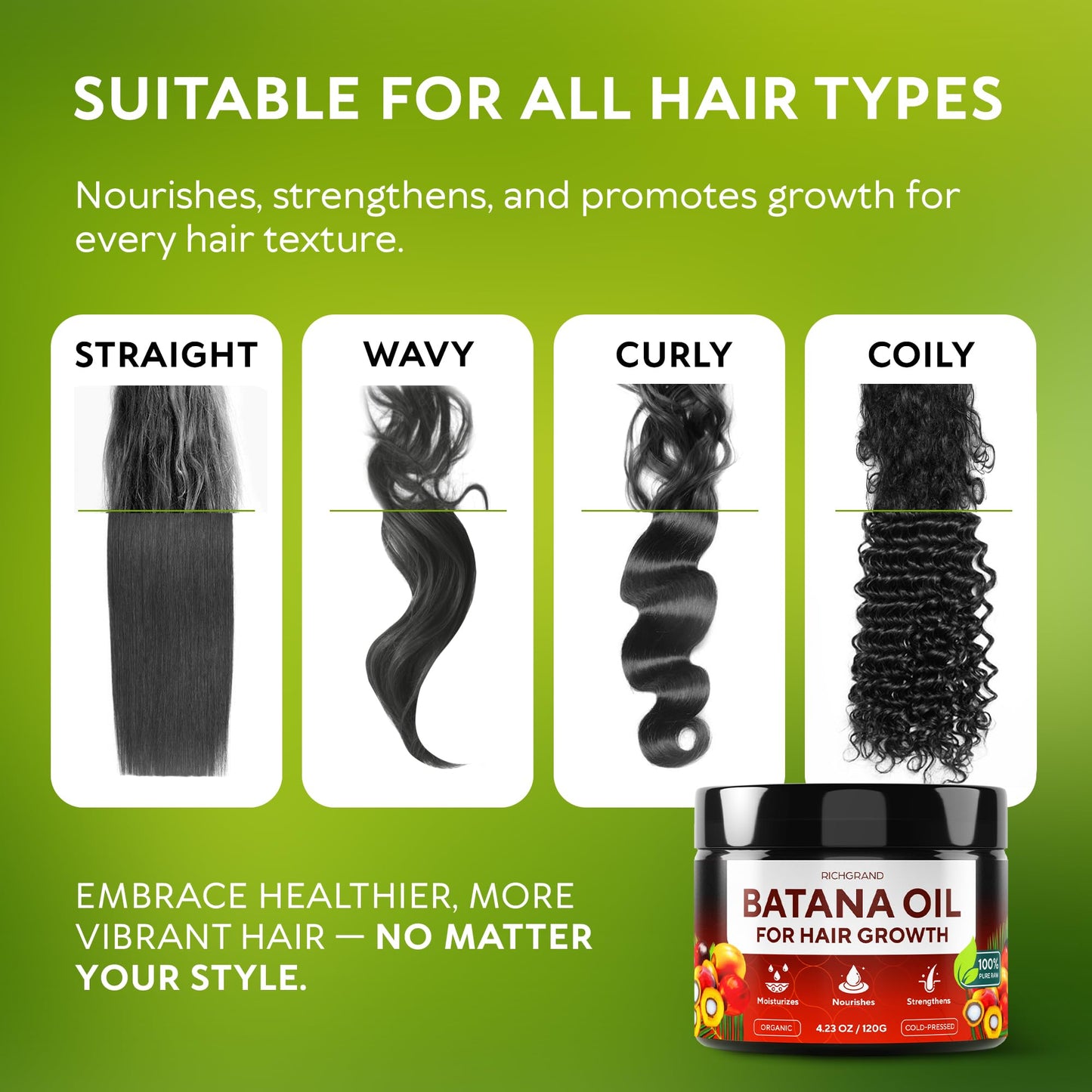 Natural coffee scented batana oil hair mask packaging