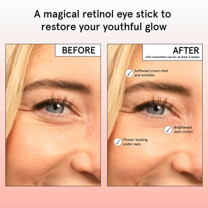 Under-eye brightener stick by Grace And Stella applied smoothly on skin demonstrating its hydrating texture