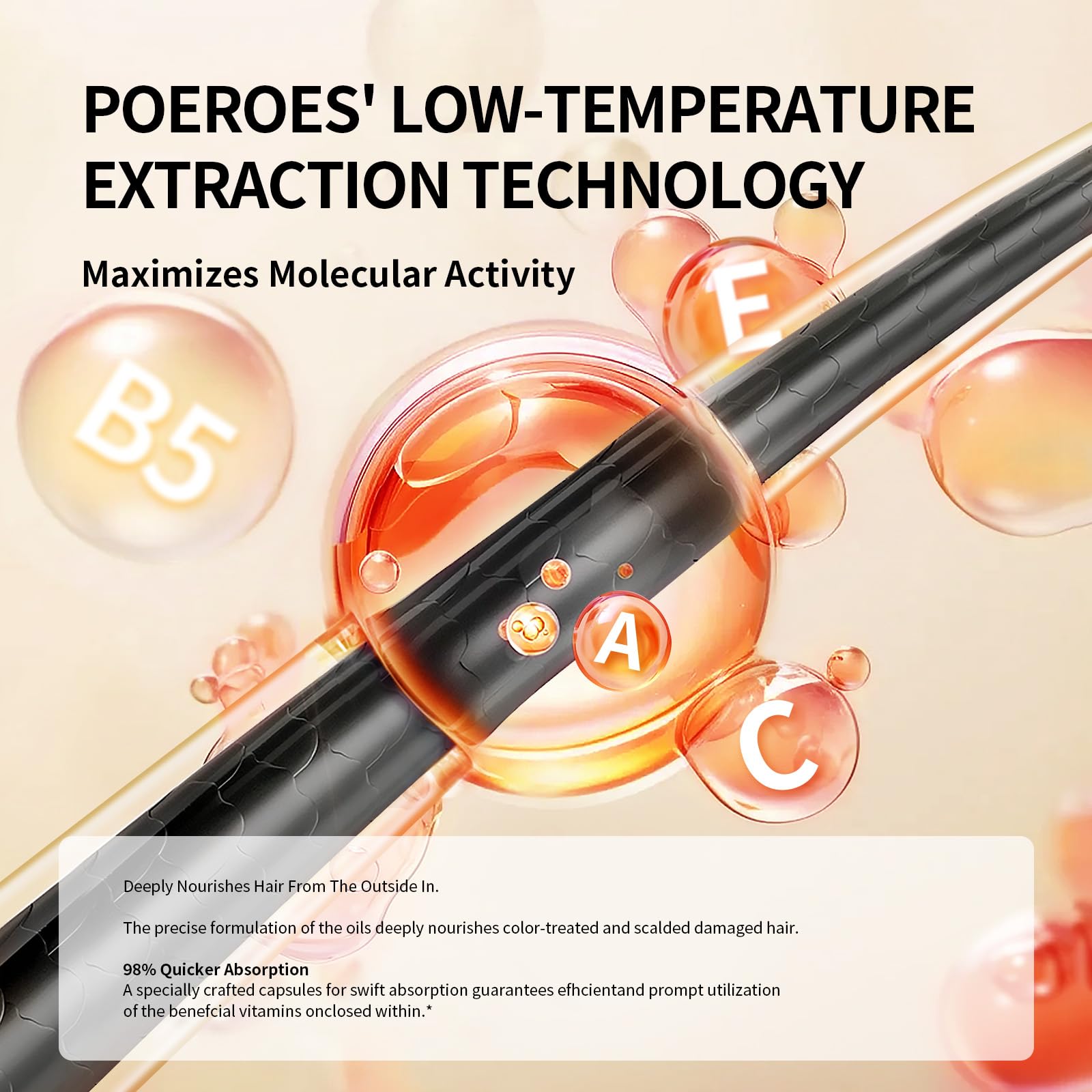 POEROES hair treatment serum capsules being twisted open to dispense Argan and Avocado oil.