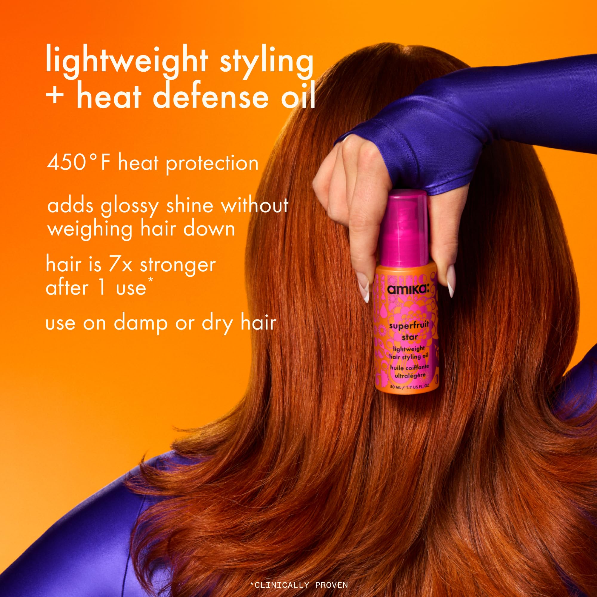 Amika Superfruit Star Lightweight Styling Oil box packaging design