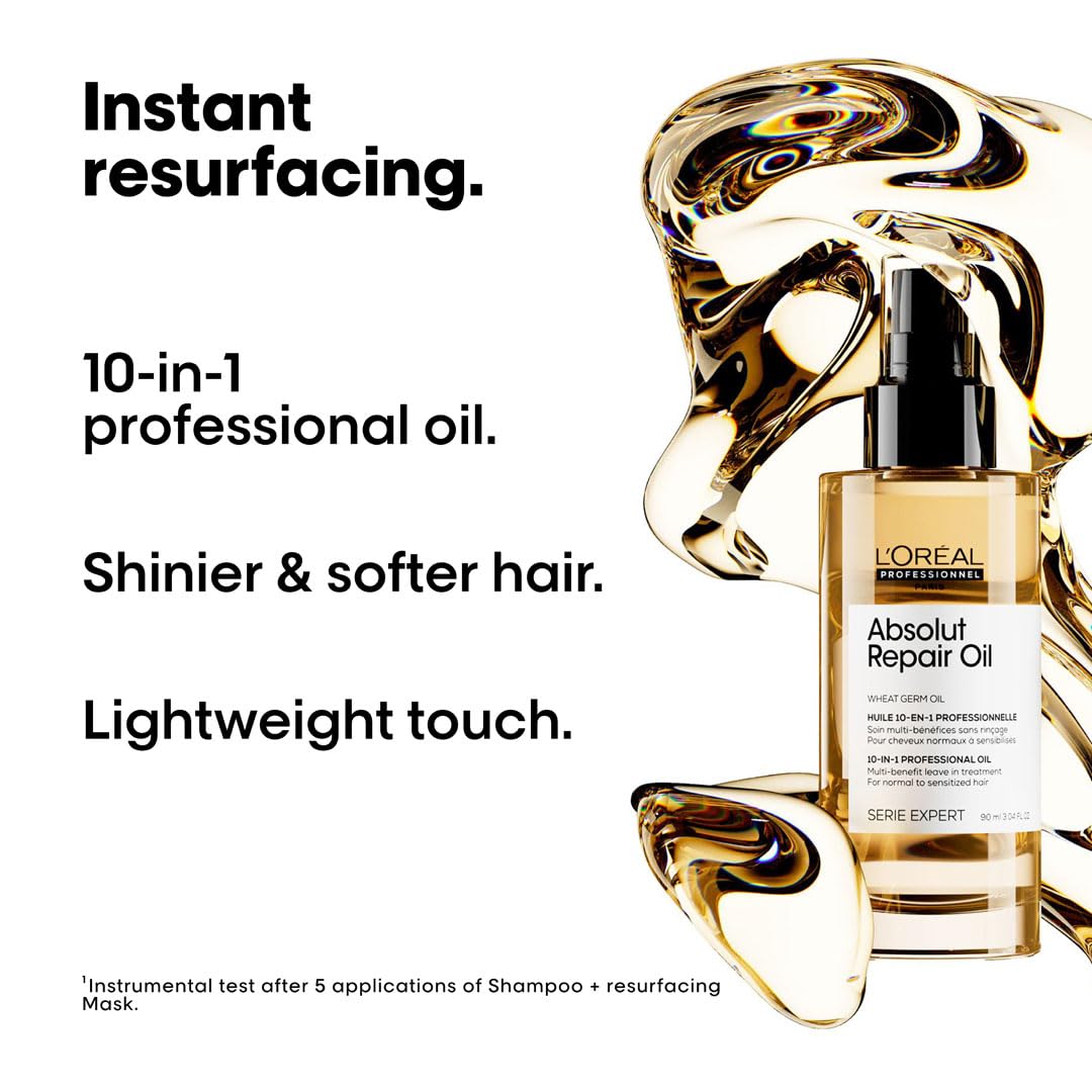 L'Oreal Professionnel Absolut Repair serum bottle displaying ingredient panel labels